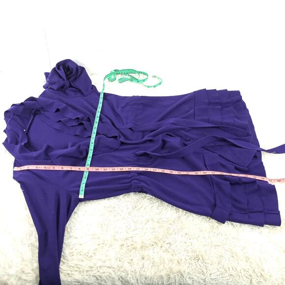 Cupio Purple Tiered Ruffle Long Sleeve Trench Jacket Waist Tie Large - Picture 10 of 12